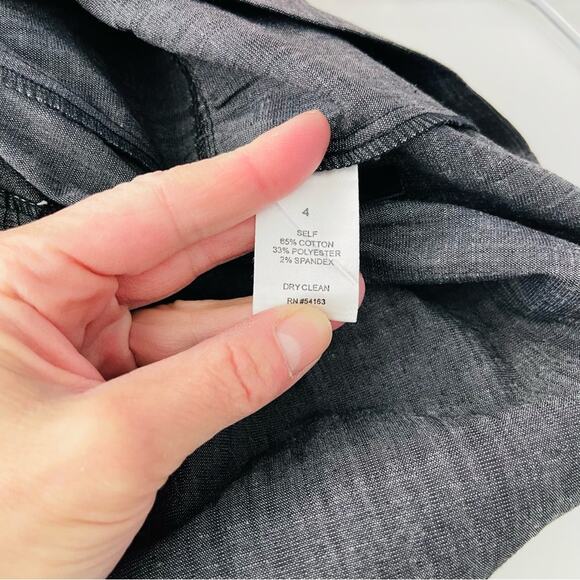 Jessica Simpson grey chambray preppy prairie ruffle belted midi dress 4 - Picture 6 of 6